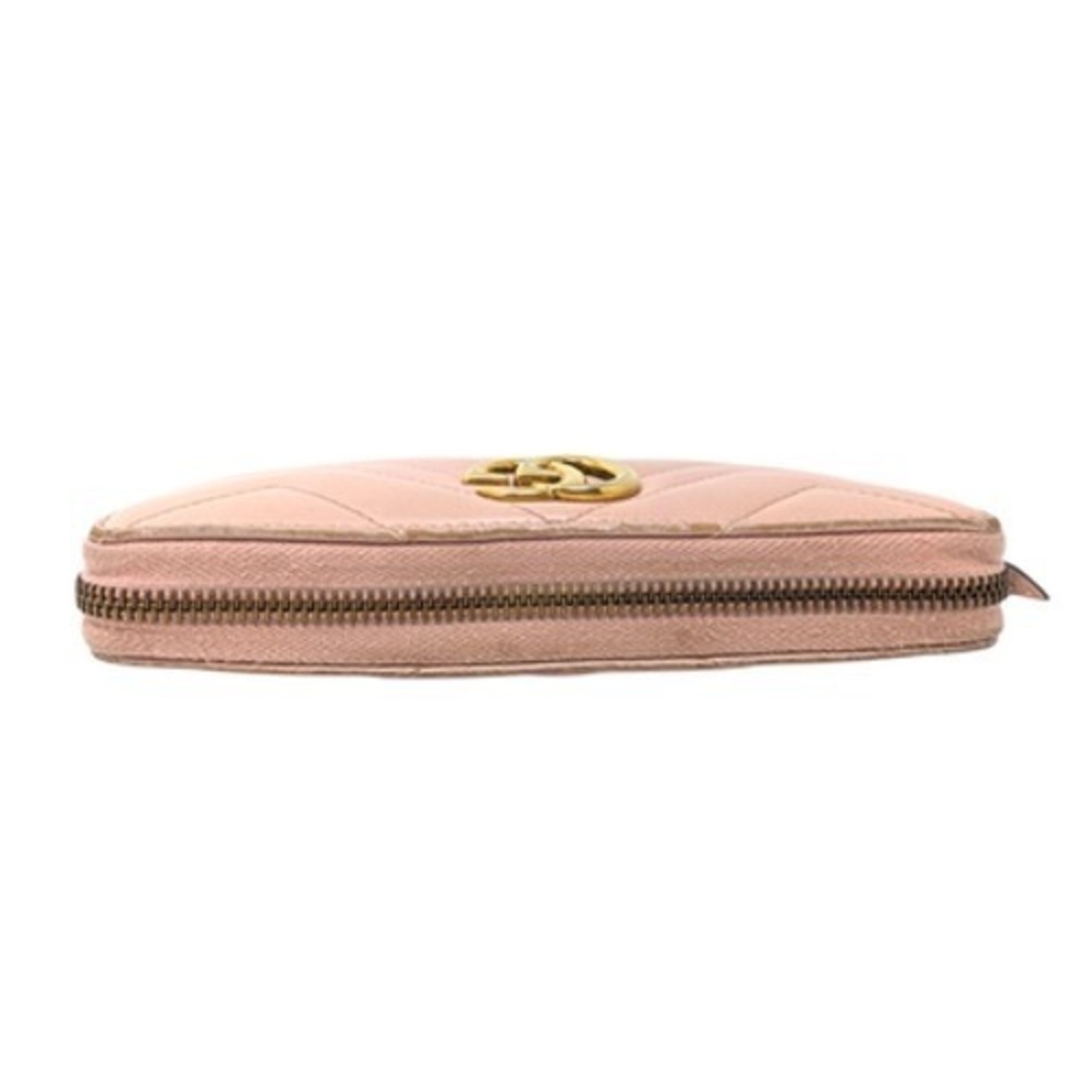 Gucci GG Marmont 443123 Dusty Pink Matelassé Leather Zip Around Wallet - Picture 2 of 10